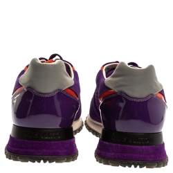 Pre Owned Louis Vuitton Purple Suede And Patent Leather Run Away Low Top Sneakers Size 39.5