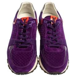 Pre Owned Louis Vuitton Purple Suede And Patent Leather Run Away Low Top Sneakers Size 39.5
