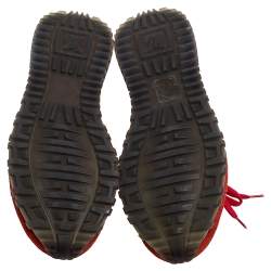 Pre Owned Louis Vuitton Red Perforated Suede And Patent Leather Run Away Low Top Sneakers Size 39