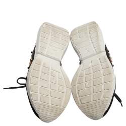 Pre Owned Louis Vuitton Black Patent Leather And Mesh Crystal Embellished Low Top Sneakers Size 39