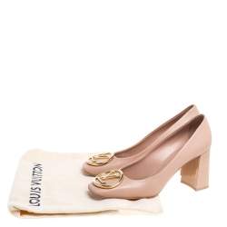 مملوكة مسبقًا حذاء كعب عالى لوى فيتون مقدمة مربعة ميدلين جلد بيج مقاس 40