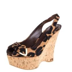 LOUIS VUITTON Monogram Jungle Leather Espadrille Wedges Platform Sandals