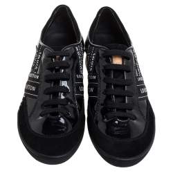 مملوكة مسبقًا حذاء رياضي لوي فيتون منخفض من أعلى سويدي جلد و جلد لامع أسود مقاس 35