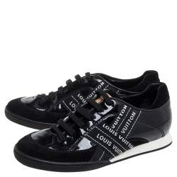 مملوكة مسبقًا حذاء رياضي لوي فيتون منخفض من أعلى سويدي جلد و جلد لامع أسود مقاس 35