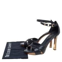 Louis Vuitton Blue Infini Monogram Empreinte Leather Ankle Strap Sandals Size 37