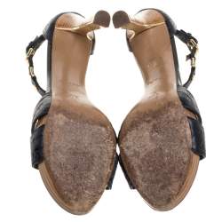 Louis Vuitton Blue Infini Monogram Empreinte Leather Ankle Strap Sandals Size 37