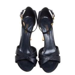 Louis Vuitton Blue Infini Monogram Empreinte Leather Ankle Strap Sandals Size 37
