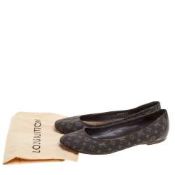 مملوكة مسبقًا Louis Vuitton Ebene Monogram Mini Lin Ballet Flats Size 36