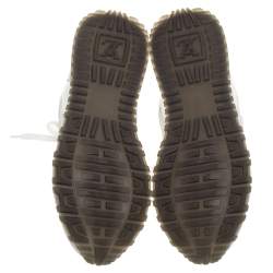 Pre Owned Louis Vuitton White Mesh, Leather and Patent Leather Run Away Lace Up Sneakers Size 37