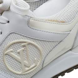 Pre Owned Louis Vuitton White Mesh, Leather and Patent Leather Run Away Lace Up Sneakers Size 37