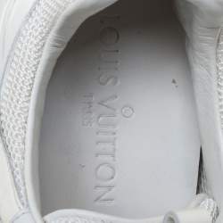 Pre Owned Louis Vuitton White Mesh, Leather and Patent Leather Run Away Lace Up Sneakers Size 37