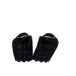 Pre Owned Louis Vuitton Black Perforated Suede Oxford Loafers Size 36.5