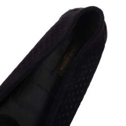 Pre Owned Louis Vuitton Black Perforated Suede Oxford Loafers Size 36.5