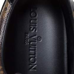 Pre Owned Louis Vuitton Monogram Canvas and Black Patent Leather Frontrow Low Top Sneakers Size 39