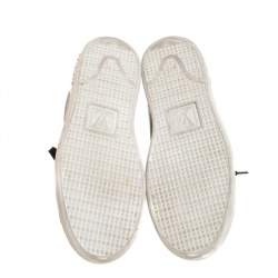 Pre Owned Louis Vuitton Monogram Canvas and Black Patent Leather Frontrow Low Top Sneakers Size 39