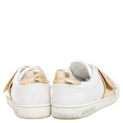 Pre Owned Louis Vuitton White/Gold Leather Frontrow Sneakers Size 37