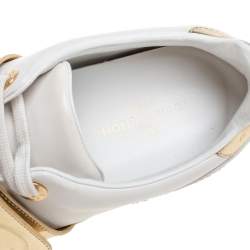 Pre Owned Louis Vuitton White/Gold Leather Frontrow Sneakers Size 37