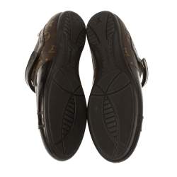 مملوكة مسبقًا Louis Vuitton Brown Patent Leather And Monogram Canvas Lace Up Sneakers Size 39