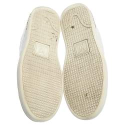 Louis Vuitton White Croc Embossed Leather Low Top Sneakers Size 37.5