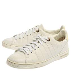 Louis Vuitton White Croc Embossed Leather Low Top Sneakers Size 37.5
