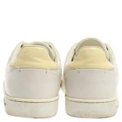 Louis Vuitton White Croc Embossed Leather Low Top Sneakers Size 37.5