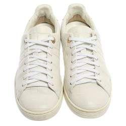 Louis Vuitton White Croc Embossed Leather Low Top Sneakers Size 37.5