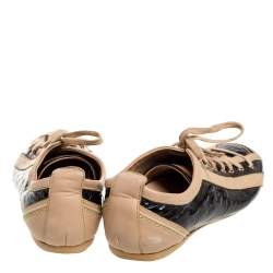 Louis Vuitton Amarante/Beige Monogram Vernis and Leather Low Top Sneakers Size 38.5