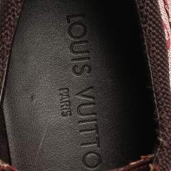 Pre Owned Louis Vuitton Cherry Red Monogram Mini Lin Lace Sneakers Size 38