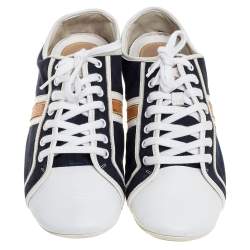 Pre Owned حذاء رياضي لوي فيتون منخفض من أعلى جلد و كانفاس أزرق و أبيض مقاس 39