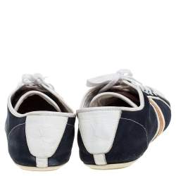 Pre Owned حذاء رياضي لوي فيتون منخفض من أعلى جلد و كانفاس أزرق و أبيض مقاس 39