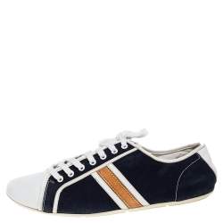 Pre Owned حذاء رياضي لوي فيتون منخفض من أعلى جل د و كانفاس أزرق و أبيض مقاس 39