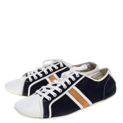 Pre Owned حذاء رياضي لوي فيتون منخفض من أعلى جلد و كانفاس أزرق و أبيض مقاس 39