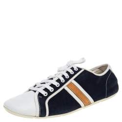 Pre Owned حذاء رياضي لوي فيتون منخفض من أعلى جلد و كانفاس أزرق و أبيض مقاس 39