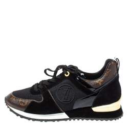 Louis Vuitton Black Monogram Canvas, Leather and Mesh Run Away Lace Up Sneakers Size 40