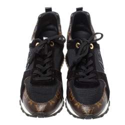 Louis Vuitton Black Monogram Canvas, Leather and Mesh Run Away Lace Up Sneakers Size 40