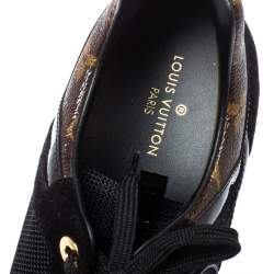 Louis Vuitton Black Monogram Canvas, Leather and Mesh Run Away Lace Up Sneakers Size 40