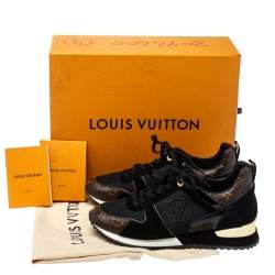 Louis Vuitton Black Monogram Canvas, Leather and Mesh Run Away Lace Up Sneakers Size 40