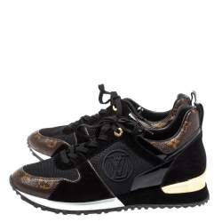 Louis Vuitton Black Monogram Canvas, Leather and Mesh Run Away Lace Up Sneakers Size 40