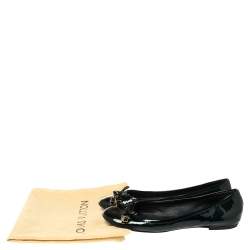 مملوكة مسبقًا Louis Vuitton Green Patent Leather Bow Ballet Flats Size 36