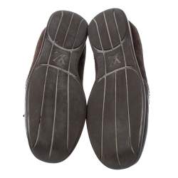 مملوكة مسبقًا حذاء رياضي لوي فيتون مقدمة مربعة غلوب تروتر جلد لامع وكانفاس مونوغرامي بني مقاس 37.5