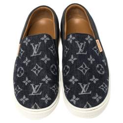 Pre Owned حذاء رياضي لوي فيتون تيمبو سليب أون دنيم مونوغرامي أزرق مقاس 38.5