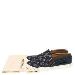 Pre Owned حذاء رياضي لوي فيتون تيمبو سليب أون دنيم مونوغرامي أزرق مقاس 38.5