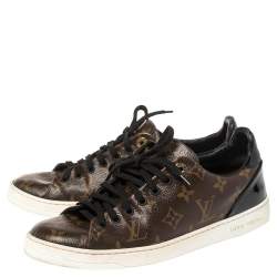 مملوكة مسبقًا Louis Vuitton Brown/Black Monogram Canvas and Patent Leather Frontrow Low Top Sneakers Size 40