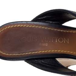 مملوكة مسبقًا Louis Vuitton Black Canvas Studded Wedge Cross Strap Sandals Size 38