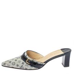 مملوكة مسبقًا حذاء سلايد لوي فيتون موينتس جلد و قماش ميني لين بوردو مقاس 35.5