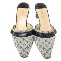 مملوكة مسبقًا حذاء سلايد لوي فيتون موينتس جلد و قماش ميني لين بوردو مقاس 35.5