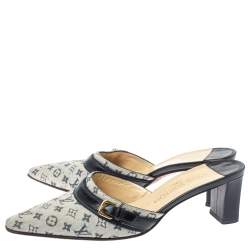 مملوكة مسبقًا حذاء سلايد لوي فيتون موينتس جلد و قماش ميني لين بوردو مقاس 35.5