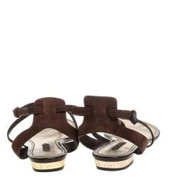 Pre Owned Louis Vuitton Brown Leather Thong Flat Sandals Size 39