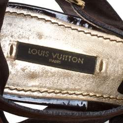 Pre Owned Louis Vuitton Brown Leather Thong Flat Sandals Size 39