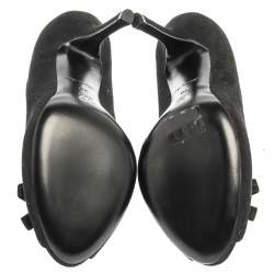 مملوكة مسبقًا حذاء كعب عالي لوي فيتون مزين فيتونكة مقدمة مفتوحة سويدي أسود مقاس 38